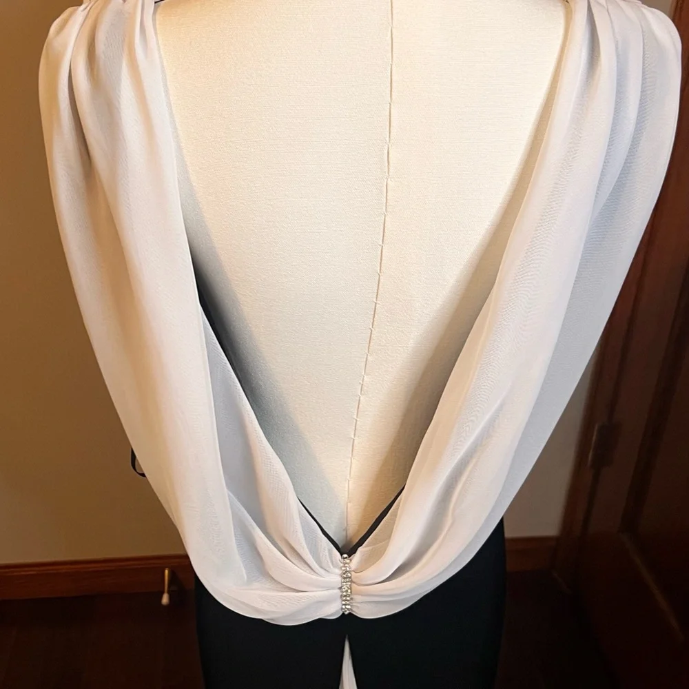 Vintage Night Way Collections Evening Formal  Gown Size 12 Tags NOS Black White - Picture 8 of 11